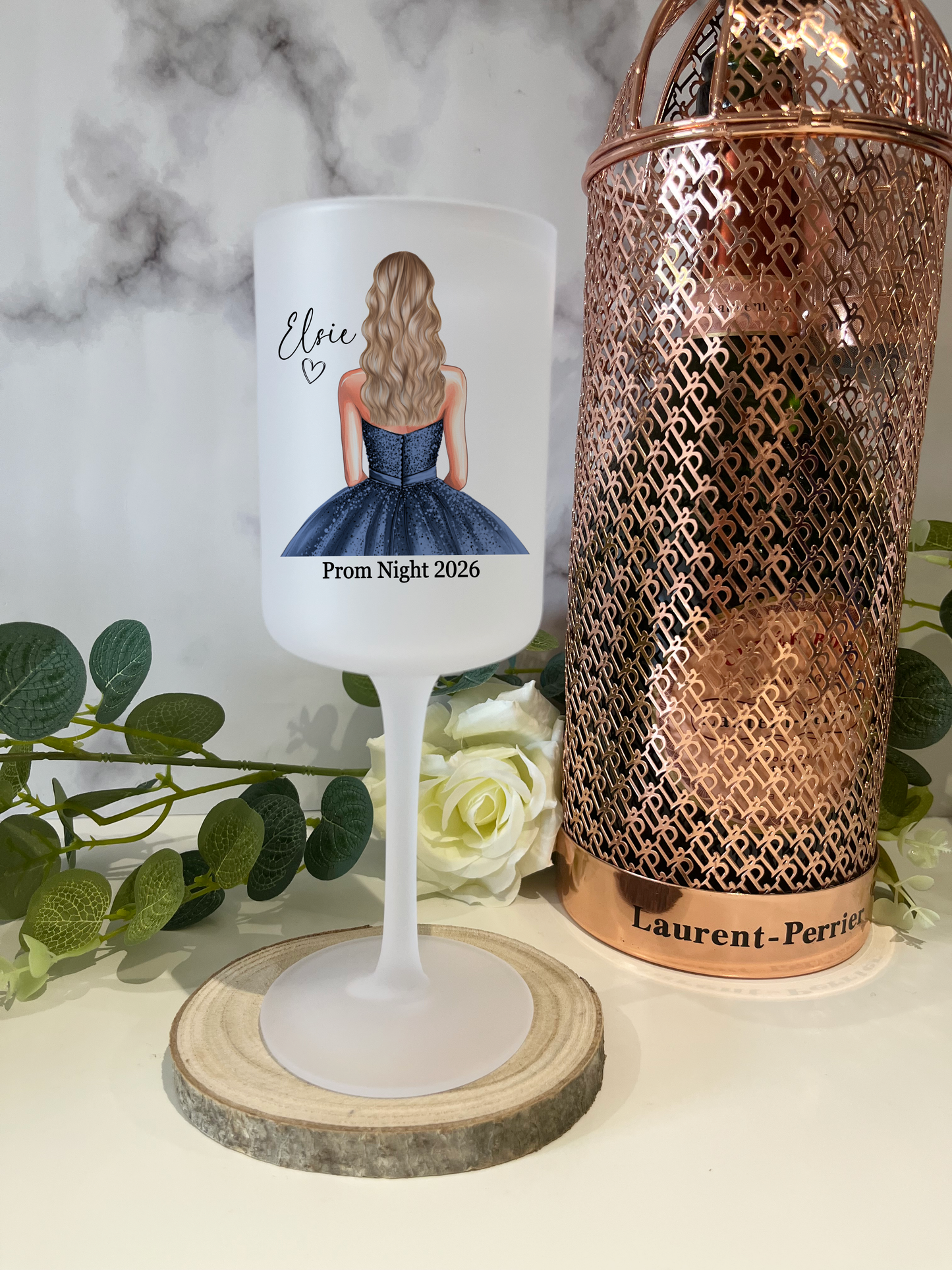 Prom Frosted Wine Glass