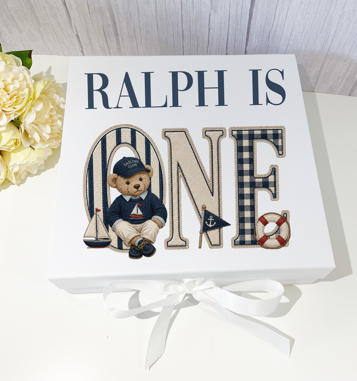 Any Age Birthday Gift Box - Sailor Bear Design