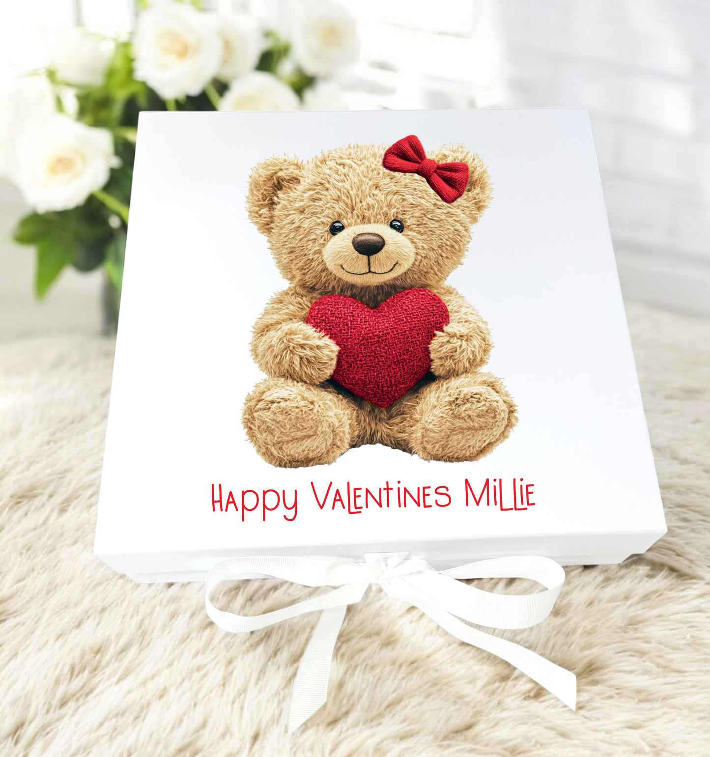 Valentines Girl Teddy Bear Box and Gifts