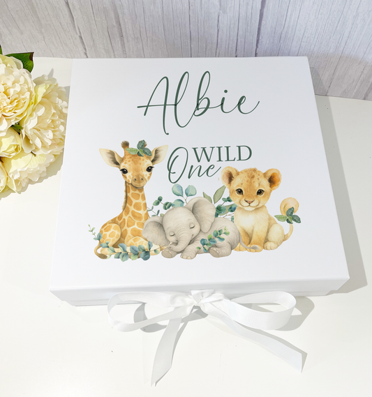 Safari Wild Birthday Keepsake Gift Boxes & Cards - Green