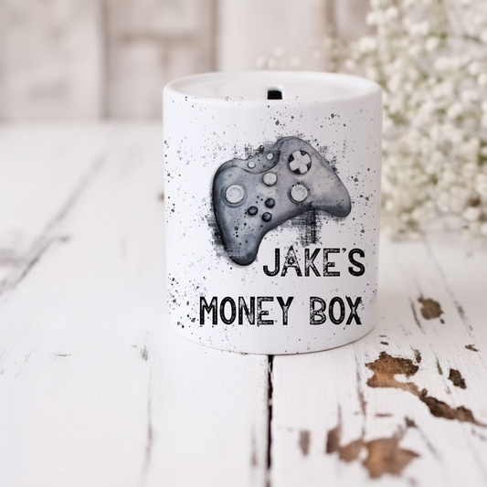 Personalised Ceramic Money Box - Gamer Design